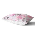 Gri Zeminde Pembe Gül Motifli Dekoratif Dikdörtgen Kırlent Kılıfı Realhomes