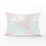 - Rh-Dik-5365-Gorsel1 - Realhomes Renkli Zemin Üzerinde Beyaz Ve Pembe Yaprak Motifli Dikdörtgen Kırlent Kılıfı Realhomes