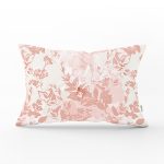 Toz Pembe Çiçek ve Yaprak Tasarım Dijital Baskılı Dikdörtgen Kırlent Kılıfı Realhomes