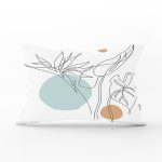 - Rh-Dik-5369-Gorsel1 - Realhomes  Beyaz Zemin Üzerinde Çizim Çiçek Tasarımlı Dikdörtgen Kırlent Kılıfı Realhomes