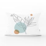 Karakalem Botanik Yaprak Desenli Dikdörtgen Kırlent Kılıfı Realhomes