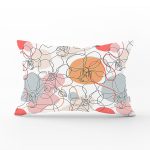 Kırmızı Ve Turuncu Puantiyeli Zeminde Karakalem Çiçek Motifli Dikdörtgen Kırlent Kılıfı Realhomes