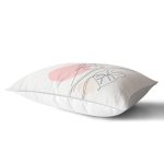 Gri Zemin Üzerinde Karakalem Çiçek Çizimli Modern Dikdörtgen Kırlent Kılıfı Realhomes