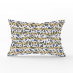 Gri Zeminde Dalgalı Çizgiler Üzerinde Damla Motifli Dikdörtgen Kırlent Kılıfı Realhomes