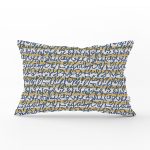 Gri Zemin Üzerinde Lacivert Yazı Motifli Dikdörtgen Kırlent Kılıfı Realhomes