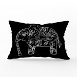 Retro Mandala Fil Desenli Özel Tasarım Dikdörtgen Kırlent Kılıfı Realhomes