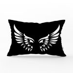 Siyah Zemin İçinde Görünen Beyaz Kanatlar Dekoratif Dikdörtgen Kırlent Kılıfı Realhomes