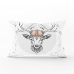 - Rh-Dik-5441-Gorsel1 - Realhomes Beyaz Zeminde Alageyik Motifli Modern Dikdörtgen Kırlent Kılıfı Realhomes