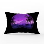 Siyah Zeminde Palmiye Ağaçları Ve Kuş Desenli Dikdörtgen Kırlent Kılıfı Realhomes