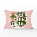 Pembe Summer Filamingo Özel Tasarım Dikdörtgen Kırlent Kılıfı Realhomes