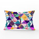 Geometrik Üçgen İçerisinde Kuş Baskılı Dikdörtgen Kırlent Kılıfı Realhomes