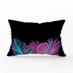 - Rh-Dik-5521-Gorsel1 - Realhomes Siyah Zeminli Tropik Yapraklı Özel Tasarım Dekoratif Dikdörtgen Kırlent Kılıfı Realhomes