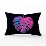 - Rh-Dik-5522-Gorsel1 - Realhomes Siyah Zeminli Tropik Yapraklı Modern Dikdörtgen Kırlent Kılıfı Realhomes