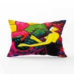 Soyut Çizim Saksafon Temalı Dijital Baskılı Dikdörtgen Kırlent Kılıfı Realhomes