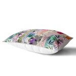 Renkli Zeminde Geometrik Yaprak Desenli Dikdörtgen Kırlent Kılıfı Realhomes