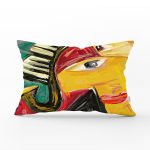 Müzik Temalı Soyut Kadın Motifli Dikdörtgen Kırlent Kılıfı Realhomes