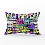 Siyah Beyaz Temalı Çiçek Motifli Dikdörtgen Kırlent Kılıfı Realhomes