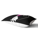 Siyah Zeminde Sevimli Beyaz Kedicik Özel Tasarımlı Dikdörtgen Yastık Kılıfı Realhomes