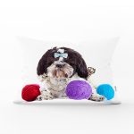 Renkli İp Toplarıyla Köpek Baskılı Modern Dikdörtgen Yastık Kırlent Kılıfı Realhomes