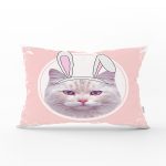 - Rh-Dik-5628-Gorsel1 - Realhomes Sevimli Kedi Desenli Dijital Baskılı Modern Dikdörtgen Yastık Kırlent Kılıfı Realhomes