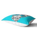 Mavi Zeminde Gözlüklü Cool Kedi Motifli Dikdörtgen Kırlent Kılıfı Realhomes