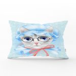 Sevimli Kedi Desenli Dijital Baskılı Modern Dikdörtgen Yastık Kırlent Kılıfı Realhomes