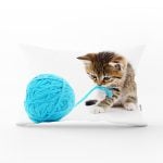 İple Oynayan Yavru Kedi Desenli Modern Dikdörtgen Yastık Kırlent Kılıfı Realhomes