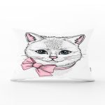 Sevimli Kedi Desenli Dijital Baskılı Modern Dikdörtgen Yastık Kırlent Kılıfı Realhomes