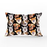 - Rh-Dik-5660-Gorsel1 - Realhomes Siyah Zemindeki Sevimli Köpekler Modern Dikdörtgen Yastık Kırlent Kılıfı Realhomes