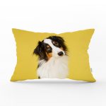 Sarı Zeminli Köpek Baskılı Modern Dikdörtgen Yastık Kırlent Kılıfı Realhomes