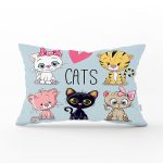 - Rh-Dik-5667-Gorsel1 - Realhomes Cats Motifli Dijital Baskılı Modern Dikdörtgen Yastık Kırlent Kılıfı Realhomes