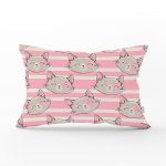 - Rh-Dik-5668-Gorsel1 - Realhomes Pembe Çizgi Üzerinde Kedicikler Modern Dikdörtgen Yastık Kırlent Kılıfı Realhomes