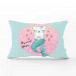 - Rh-Dik-5681-Gorsel1 - Realhomes My Sweet Friends Deniz Kızlı Kedi Özel Tasarımlı Dikdörtgen Yastık Kılıfı Realhomes