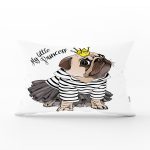 My Little Princess Taçlı Köpek Baskılı Modern Dikdörtgen Yastık Kırlent Kılıfı Realhomes