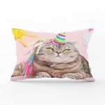 Sevimli Kedi Desenli Dijital Baskılı Modern Dikdörtgen Yastık Kırlent Kılıfı Realhomes