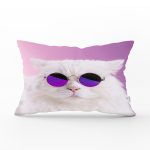 - Rh-Dik-5699-Gorsel1 - Realhomes Gözlüklü Kedi Desenli Dijital Baskılı Modern Dikdörtgen Yastık Kırlent Kılıfı Realhomes