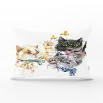 Sevimli Kedicikler Motifli Modern Dikdörtgen Yastık Kırlent Kılıfı Realhomes