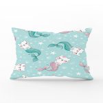 - Rh-Dik-5702-Gorsel1 - Realhomes Deniz Kızı Kuyruklu Kedicikler Baskılı Modern Dikdörtgen Yastık Kırlent Kılıfı Realhomes