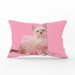 Pembe Etekli Kedicik Motifli Modern Dikdörtgen Yastık Kırlent Kılıfı Realhomes