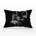 - Rh-Dik-5709-Gorsel1 - Realhomes Siyah Beyaz Sevimli Kedi Baskılı Modern Dikdörtgen Yastık Kırlent Kılıfı Realhomes