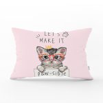 - Rh-Dik-5711-Gorsel1 - Realhomes Let's Make It Kedi Desenli Modern Dikdörtgen Yastık Kırlent Kılıfı Realhomes