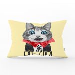 - Rh-Dik-5719-Gorsel1 - Realhomes Cat-Cula Dijital Baskılı Modern Dikdörtgen Yastık Kırlent Kılıfı Realhomes