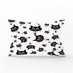 - Rh-Dik-5720-Gorsel1 - Realhomes Siyah Kediler Desenli Modern Dikdörtgen Yastık Kırlent Kılıfı Realhomes