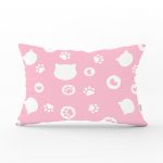 - Rh-Dik-5721-Gorsel1 - Realhomes Pembe Zeminli Kedi Suretli Modern Dikdörtgen Yastık Kırlent Kılıfı Realhomes