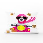 - Rh-Dik-5724-Gorsel1 - Realhomes Motor Süren Çılgın Köpek Dijital Baskılı Modern Dikdörtgen Yastık Kırlent Kılıfı Realhomes