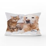 Sevimli Kedi ve Köpek Baskılı Modern Dikdörtgen Yastık Kırlent Kılıfı Realhomes
