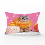 Bal Kabakları Arasında Sevimli Kedi Modern Dikdörtgen Yastık Kırlent Kılıfı Realhomes