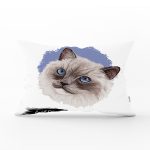 Sevimli Kedi Desenli Dijital Baskılı Modern Dikdörtgen Yastık Kırlent Kılıfı Realhomes