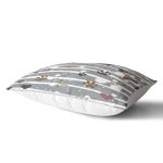 - Rh-Dik-5735-Gorsel2 - Realhomes Gri Çizgili Zeminde Pati İzli Dijital Baskılı Modern Dikdörtgen Yastık Kırlent Kılıfı Realhomes