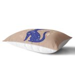 Haki Zeminli Mavi Kedi Desenli Özel Tasarım Dikdörtgen Yastık Kılıfı Realhomes